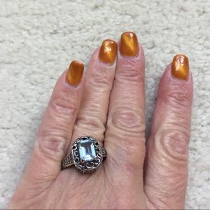 Vintage Sterling Avon Blue Topaz Ring